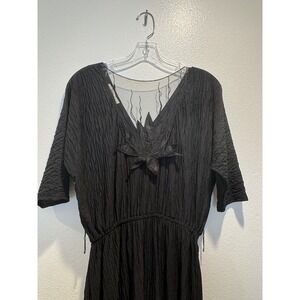 Vintage Dress New Leaf by Samir Textured Black Mesh Applique‎ Whimsigoth Retro